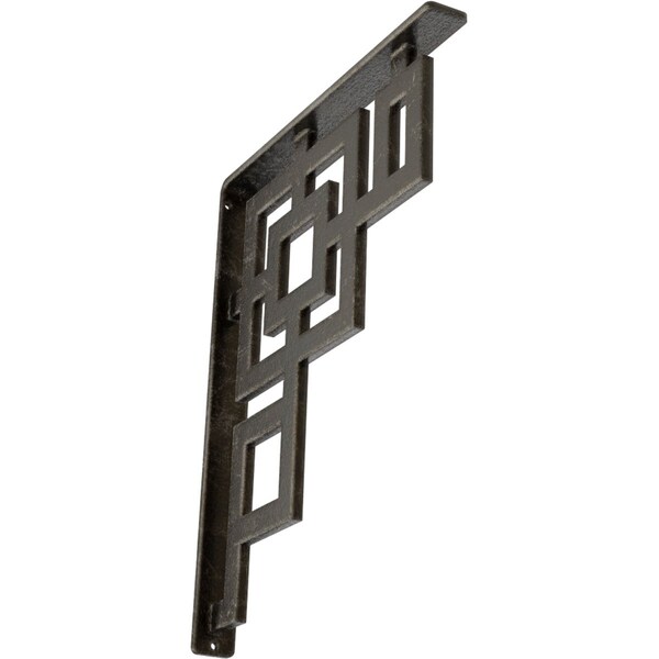 Ekena Millwork Eris Wrought Iron Bracket, (Single center brace), Antiqued Warm Silver 1 1/2"W x 12"D x 15"H BKTM01X12X15SERAWS - main